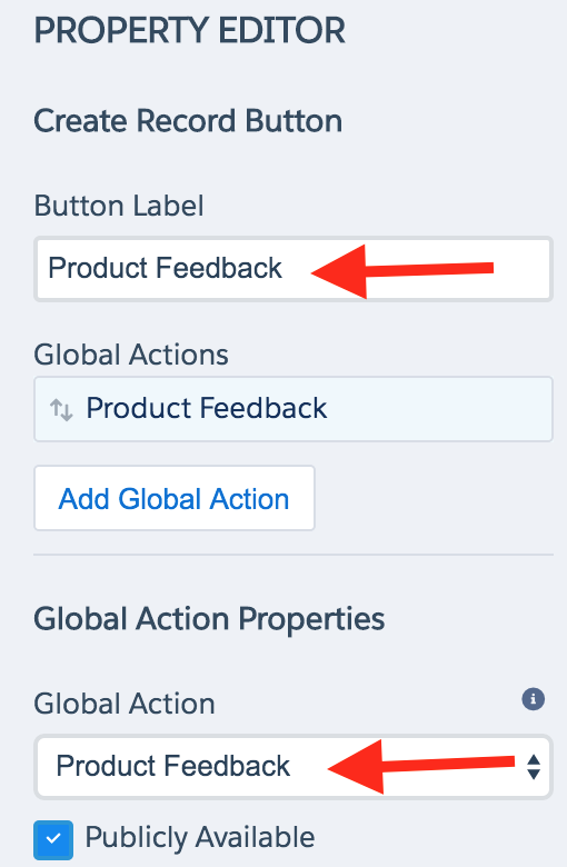 change button properties Napili Template