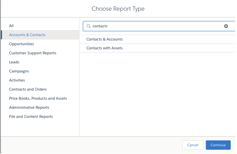 Choose Report Type