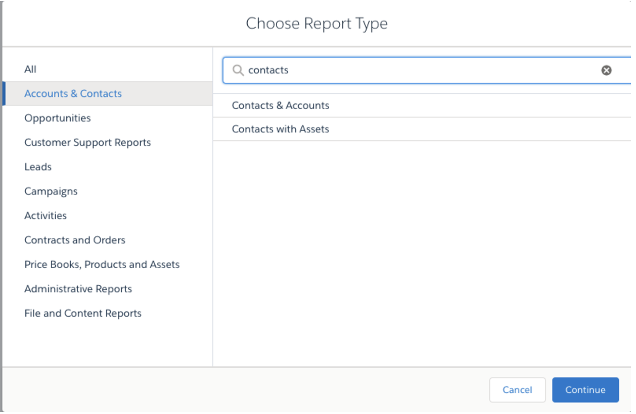 Choose Report Type