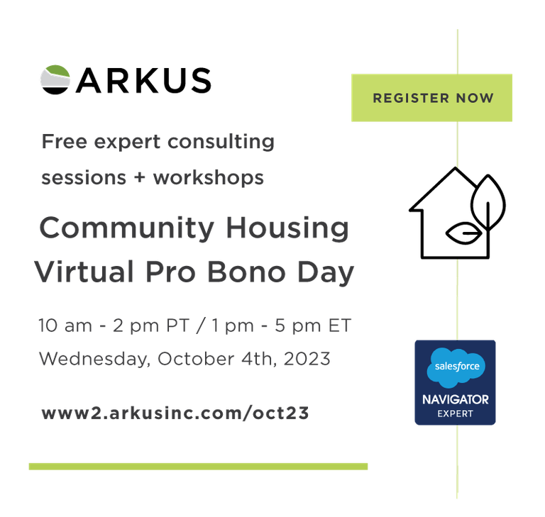 Arkus Pro Bono Day Community Housing 2023 Registration at www2.arkusinc.com/pbd-oct23