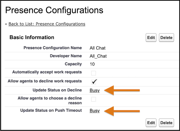 Presence Configuration Screenshot