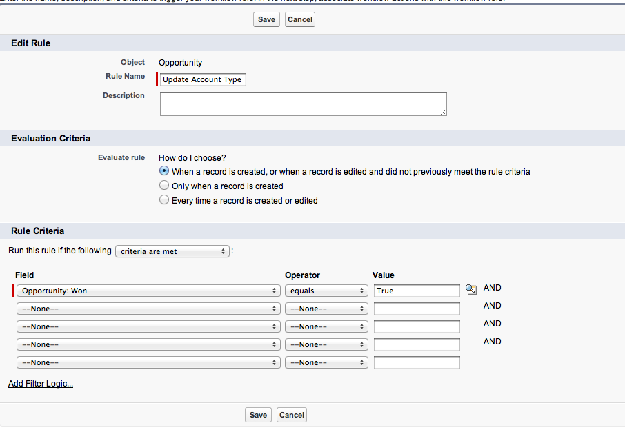 Update Opportunity Workflow Rule