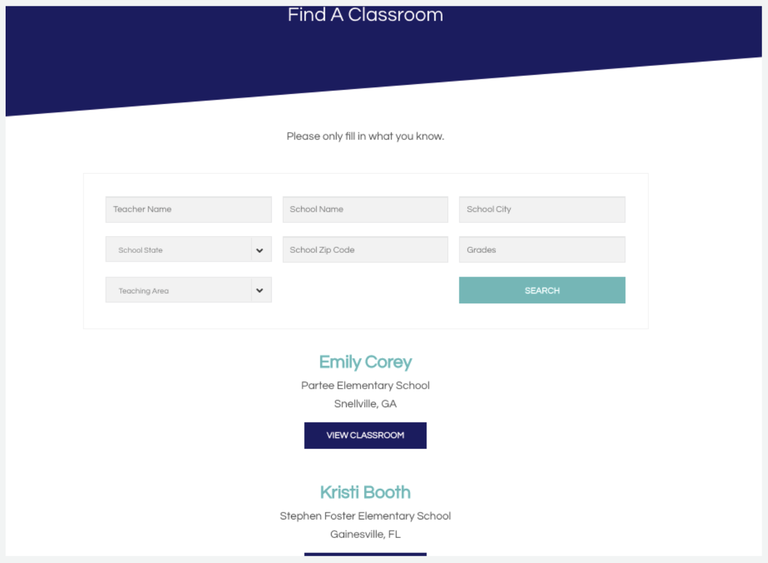 Teacher Search Function - Before