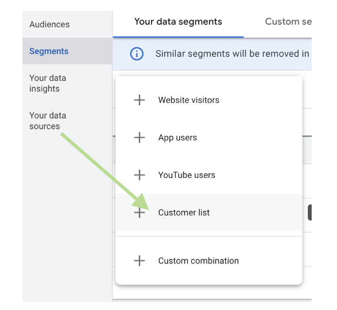 screenshot of ads configuration screen