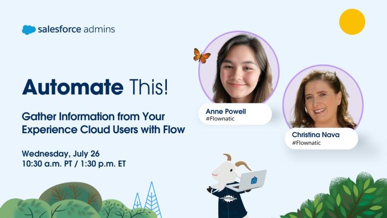 Promo graphic from Salesforce of Automate This! with Anne Powell