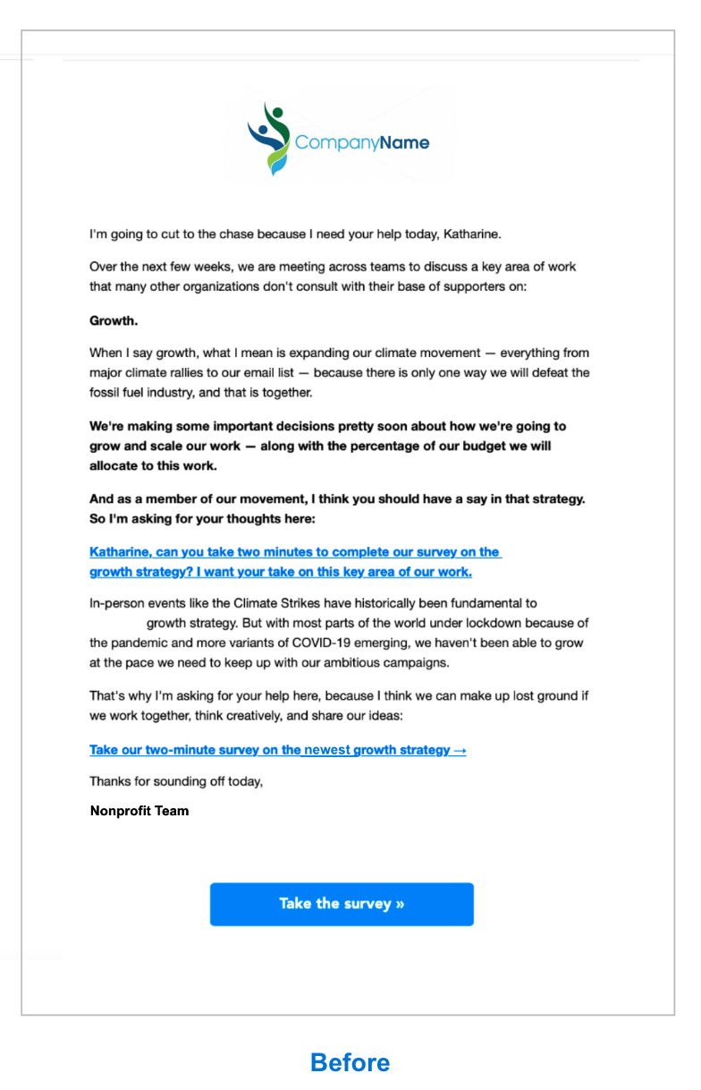 Before After Email Nonprofit Template Fix