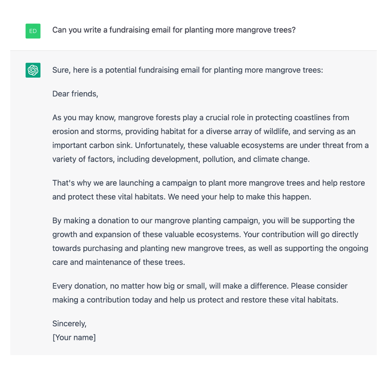 ChatGPT Screenshot Fundraising Emails