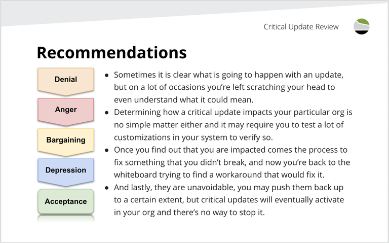 Critical Updates Review Recommendations