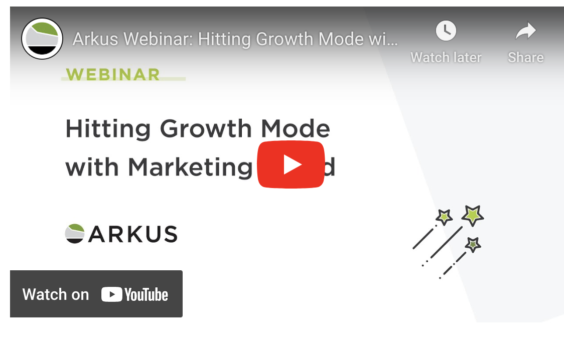 Video still from the Marketing Cloud Webinar with a Play Icon on the screen