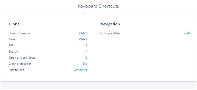 LEX Keyboard Shortcuts