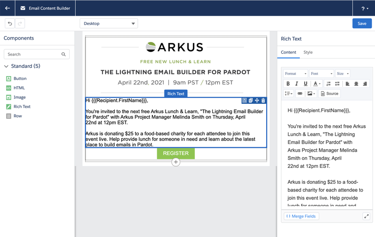 The Lightning Email Builder for Pardot