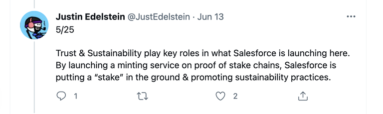 Second Tweet from a Tweetstorm from @Justedelstein on NFT Cloud release 