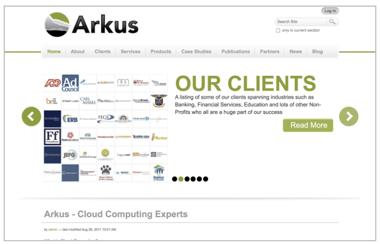 Screencap of the Original Arkus Website