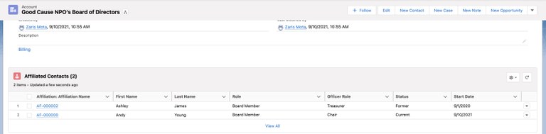Board of Directors management in Salesforce screenshot two